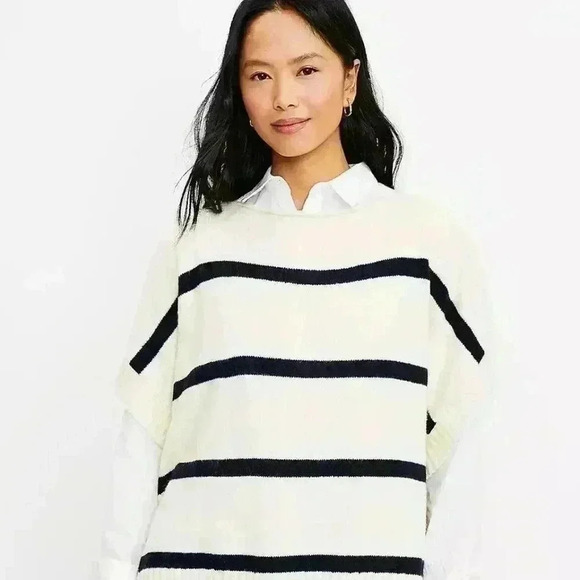 Loft Striped Modern Poncho NWT New Womens Size M L - Picture 2 of 15